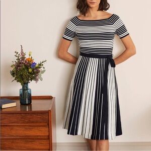 Boden Aida Striped Navy and White Dress